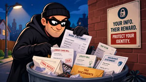 thief digging through trash for personal information